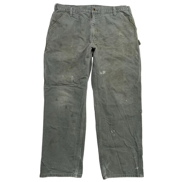 Vintage Carhartt Distressed Trashed Carpenter Pants in Moss Green - 40X32 - Picture 4 of 8